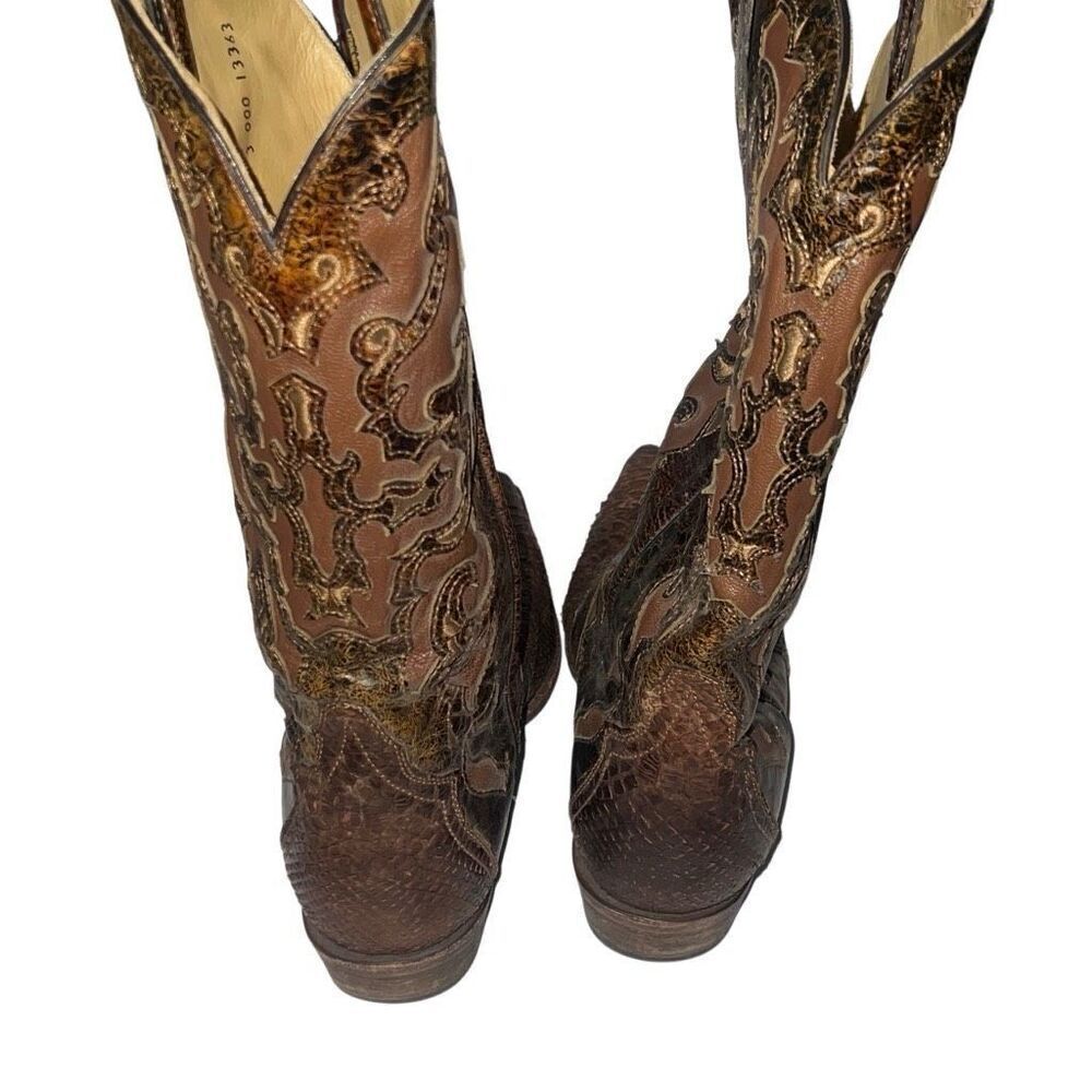 Corral Vintage Genuine Python Embroidered Leather… - image 7